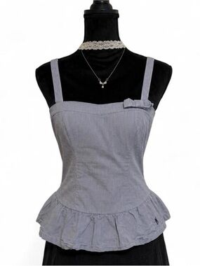 Y2K Abercrombie & Fitch blue striped peplum cami top